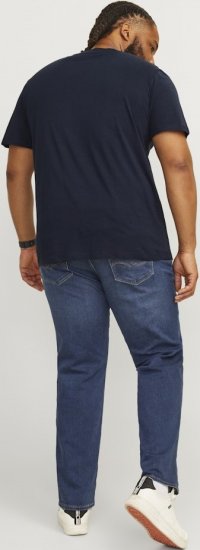 Jack & Jones CALEB VARSITY O-Neck T-Shirt Navy Blazer - Trička - Trička nadměrné velikosti - 2XL-14XL