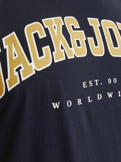 Jack & Jones CALEB VARSITY O-Neck T-Shirt Navy Blazer - Trička - Trička nadměrné velikosti - 2XL-14XL