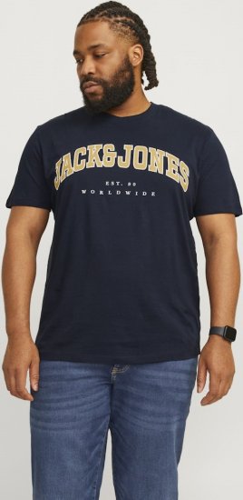 Jack & Jones CALEB VARSITY O-Neck T-Shirt Navy Blazer - Trička - Trička nadměrné velikosti - 2XL-14XL