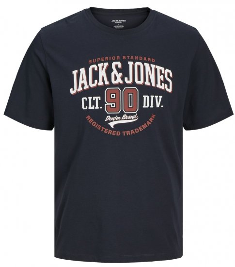 Jack & Jones LOGO O-Neck T-Shirt Dark Navy - Trička - Trička nadměrné velikosti - 2XL-14XL