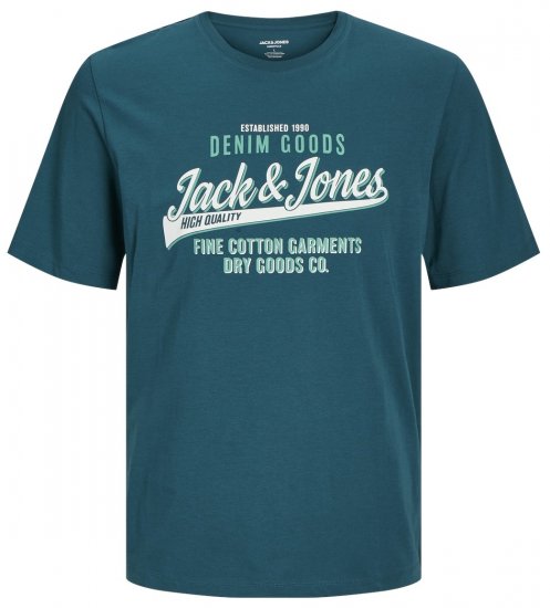 Jack & Jones JJELOGO O-Neck T-Shirt Deep Teal - Trička - Trička nadměrné velikosti - 2XL-14XL