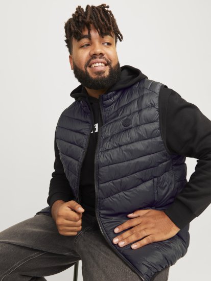 Jack & Jones SPRINT BODYWARMER With Collar Black - Bundy - Bundy Nadměrné Velikosti - 2XL-8XL