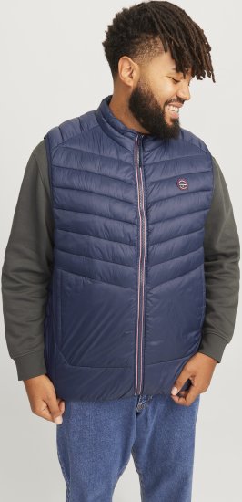 Jack & Jones SPRINT True Red Stitches BODYWARMER Navy Blazer - Bundy - Bundy Nadměrné Velikosti - 2XL-8XL