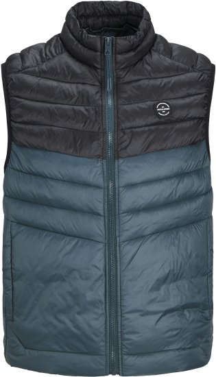 Jack & Jones SPRINT Black Blocking BODYWARMER With Collar Dark Turquoise - Bundy - Bundy Nadměrné Velikosti - 2XL-8XL