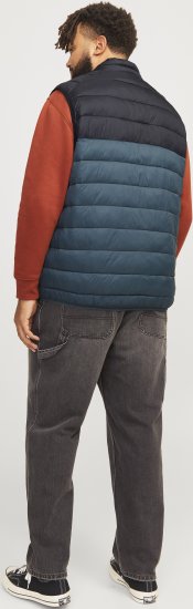 Jack & Jones SPRINT Black Blocking BODYWARMER With Collar Dark Turquoise - Bundy - Bundy Nadměrné Velikosti - 2XL-8XL