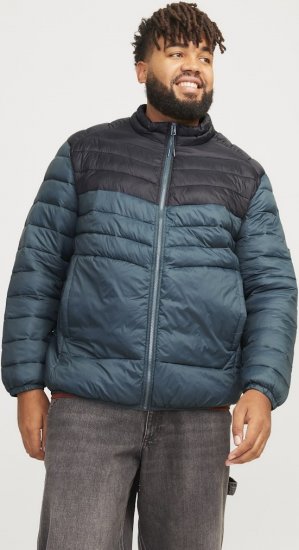 Jack & Jones SPRINT Black Blocking Quilted Collar Jacket Teal - Bundy - Bundy Nadměrné Velikosti - 2XL-8XL