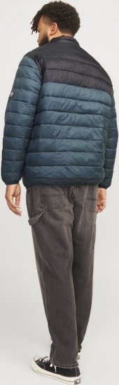 Jack & Jones SPRINT Black Blocking Quilted Collar Jacket Teal - Bundy - Bundy Nadměrné Velikosti - 2XL-8XL
