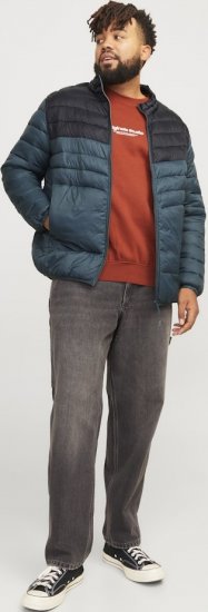Jack & Jones SPRINT Black Blocking Quilted Collar Jacket Teal - Bundy - Bundy Nadměrné Velikosti - 2XL-8XL
