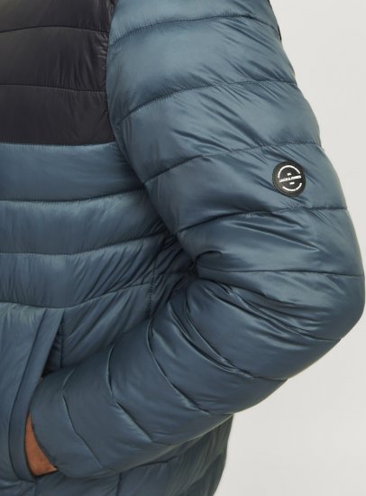 Jack & Jones SPRINT Black Blocking Quilted Collar Jacket Teal - Bundy - Bundy Nadměrné Velikosti - 2XL-8XL