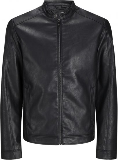 Jack & Jones DYLAN Clean PU Jacket Black - Bundy - Bundy Nadměrné Velikosti - 2XL-8XL