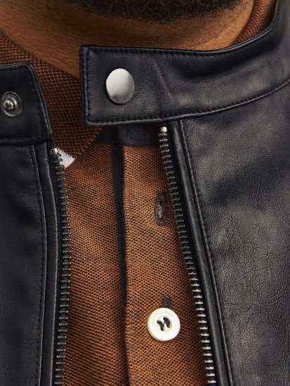 Jack & Jones DYLAN Clean PU Jacket Black - Bundy - Bundy Nadměrné Velikosti - 2XL-8XL