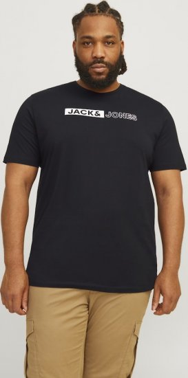 Jack & Jones CORP Logo Play 5 T-Shirt Black - Trička - Trička nadměrné velikosti - 2XL-14XL