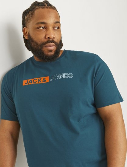 Jack & Jones CORP Logo Play 5 T-Shirt Deep Teal - Trička - Trička nadměrné velikosti - 2XL-14XL
