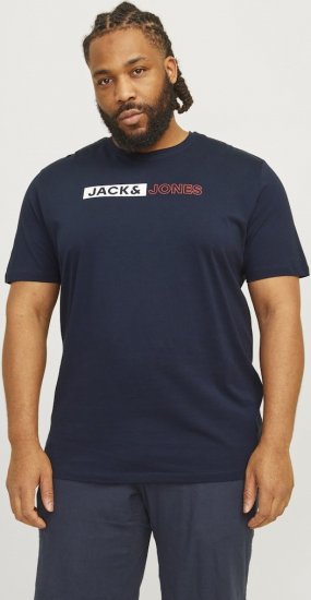 Jack & Jones CORP Logo Play 5 T-Shirt Navy Blazer - Trička - Trička nadměrné velikosti - 2XL-14XL
