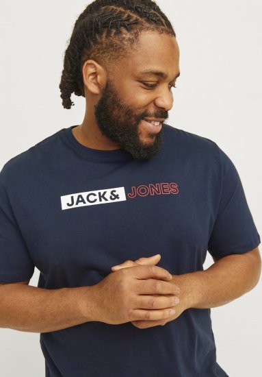 Jack & Jones CORP Logo Play 5 T-Shirt Navy Blazer - Trička - Trička nadměrné velikosti - 2XL-14XL