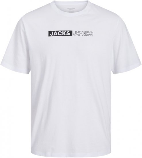 Jack & Jones CORP Logo Play 5 T-Shirt White - Trička - Trička nadměrné velikosti - 2XL-14XL