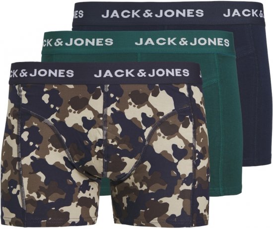 Jack & Jones JACCAMOFLAGE Trunks 3-Pack Navy Blazer - Spodní prádlo - Spodní Prádlo Nadměrné Velikosti 2XL-8XL