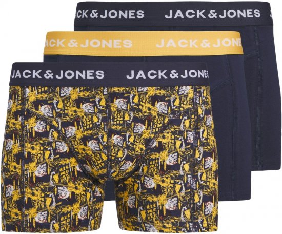 Jack & Jones SKULLROCK Trunks 3-Pack Navy Blazer - Spodní prádlo - Spodní Prádlo Nadměrné Velikosti 2XL-8XL