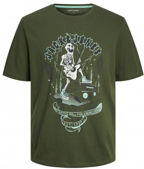 Jack & Jones JJSKULL ROCK T-Shirt Kombu Green - Trička - Trička nadměrné velikosti - 2XL-14XL