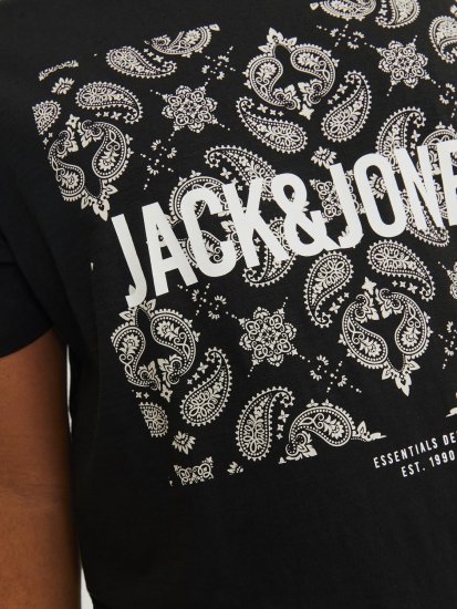 Jack & Jones JJPAISLEY T-Shirt Black - Trička - Trička nadměrné velikosti - 2XL-14XL