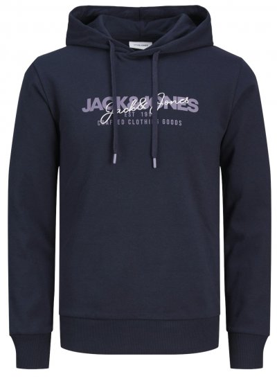 Jack & Jones JJALVIS Hoodie Navy Blazer - Mikiny & Mikiny s kapucí - Mikiny & Mikiny s kapucí 2XL-12XL