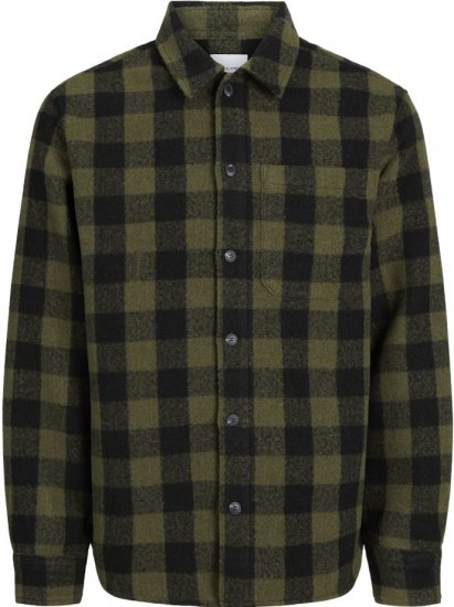 Jack & Jones ZAC Brushed Long Sleeve Overshirt Green - Košile - Košile 2XL-10XL