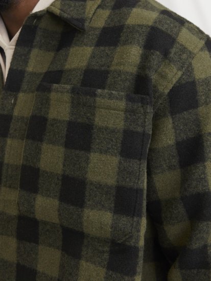 Jack & Jones ZAC Brushed Long Sleeve Overshirt Green - Košile - Košile 2XL-10XL
