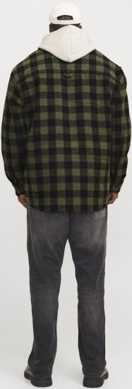 Jack & Jones ZAC Brushed Long Sleeve Overshirt Green - Košile - Košile 2XL-10XL