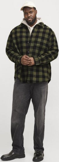 Jack & Jones ZAC Brushed Long Sleeve Overshirt Green - Košile - Košile 2XL-10XL