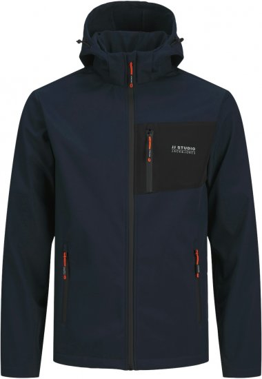 Jack & Jones JJTAYLOR Softshell Jacket Navy Blazer - Bundy - Bundy Nadměrné Velikosti - 2XL-8XL