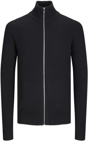 Jack & Jones PANNEL Turtleneck Knitted Sweater with Zipper Black - Mikiny & mikiny s kapucí - Mikiny & Mikiny s kapucí 2XL-12XL