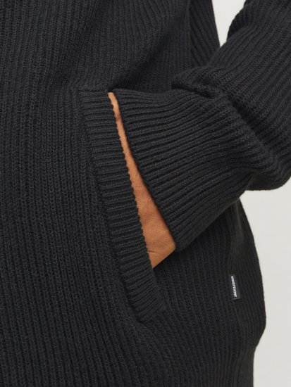 Jack & Jones PANNEL Turtleneck Knitted Sweater with Zipper Black - Mikiny & mikiny s kapucí - Mikiny & Mikiny s kapucí 2XL-12XL