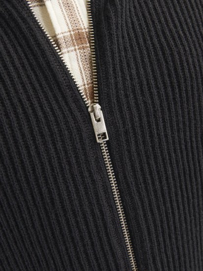 Jack & Jones PANNEL Turtleneck Knitted Sweater with Zipper Black - Mikiny & mikiny s kapucí - Mikiny & Mikiny s kapucí 2XL-12XL