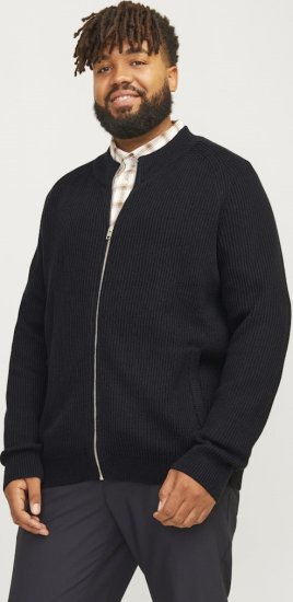 Jack & Jones PANNEL Turtleneck Knitted Sweater with Zipper Black - Mikiny & mikiny s kapucí - Mikiny & Mikiny s kapucí 2XL-12XL