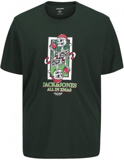 Jack & Jones XMAS Christmas Skull T-Shirt Dark Slate Grey - Trička - Trička nadměrné velikosti - 2XL-14XL