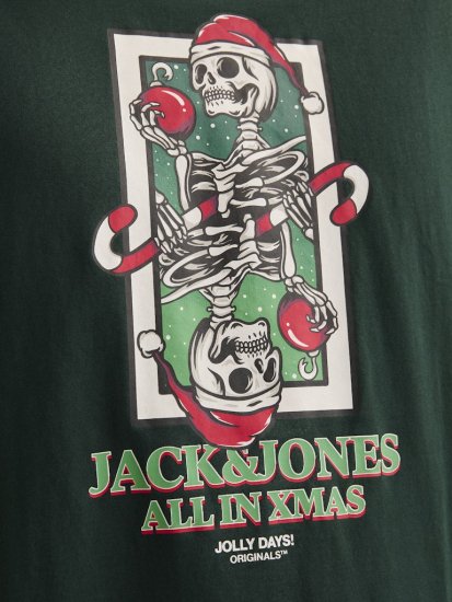 Jack & Jones XMAS Christmas Skull T-Shirt Dark Slate Grey - Trička - Trička nadměrné velikosti - 2XL-14XL