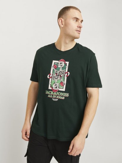 Jack & Jones XMAS Christmas Skull T-Shirt Dark Slate Grey - Trička - Trička nadměrné velikosti - 2XL-14XL