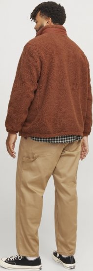 Jack & Jones ESTERBRO High Collar Teddy Jacket Brandy Brown - Bundy - Bundy Nadměrné Velikosti - 2XL-8XL