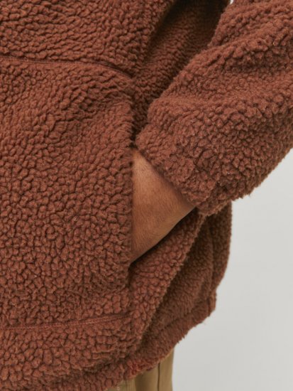 Jack & Jones ESTERBRO High Collar Teddy Jacket Brandy Brown - Bundy - Bundy Nadměrné Velikosti - 2XL-8XL