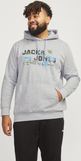 Jack & Jones JCOOUTDOOR Hoodie Light Grey - Mikiny & mikiny s kapucí - Mikiny & Mikiny s kapucí 2XL-12XL
