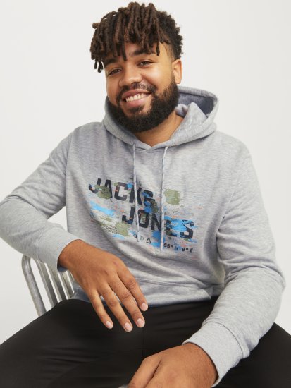 Jack & Jones JCOOUTDOOR Hoodie Light Grey - Mikiny & mikiny s kapucí - Mikiny & Mikiny s kapucí 2XL-12XL