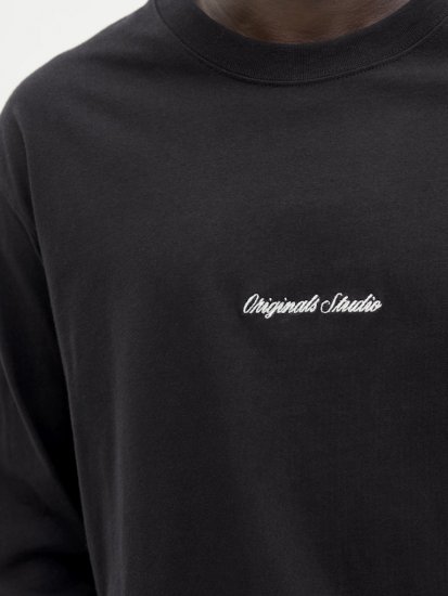 Jack & Jones Norrebro Crew Neck Long Sleeve T-Shirt Black - Trička - Trička nadměrné velikosti - 2XL-14XL