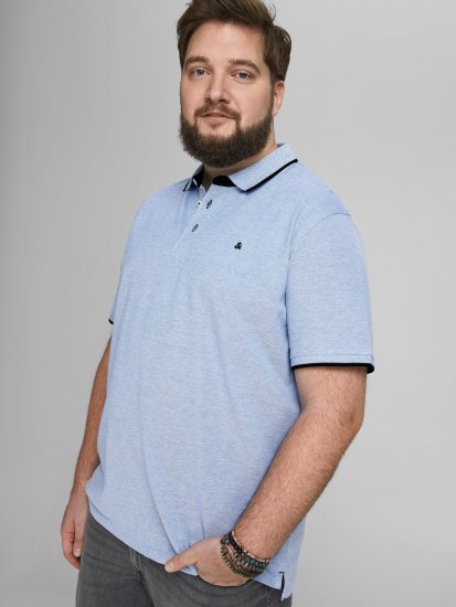 Jack & Jones PAULOS Short Sleeve Polo Light Blue/PS - Polokošile - Polokošile 2XL-8XL - Trička s límečkem 2XL-8XL