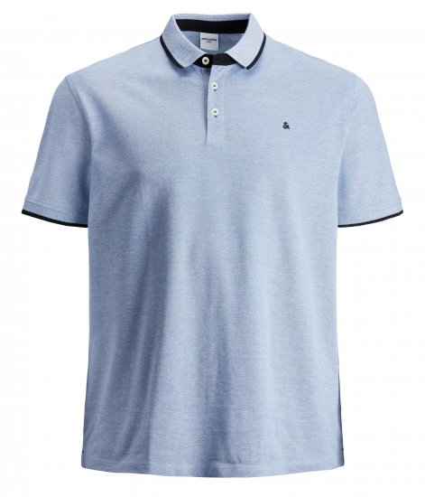 Jack & Jones PAULOS Short Sleeve Polo Light Blue/PS - Polokošile - Polokošile 2XL-8XL - Trička s límečkem 2XL-8XL