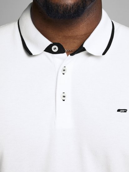 Jack & Jones PAULOS Short Sleeve Polo White/PS - Polokošile - Polokošile 2XL-8XL - Trička s límečkem 2XL-8XL