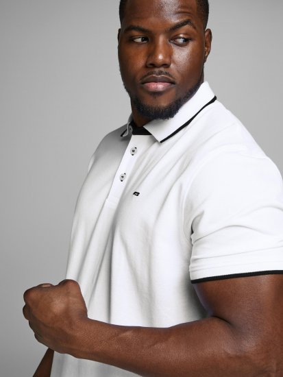 Jack & Jones PAULOS Short Sleeve Polo White/PS - Polokošile - Polokošile 2XL-8XL - Trička s límečkem 2XL-8XL