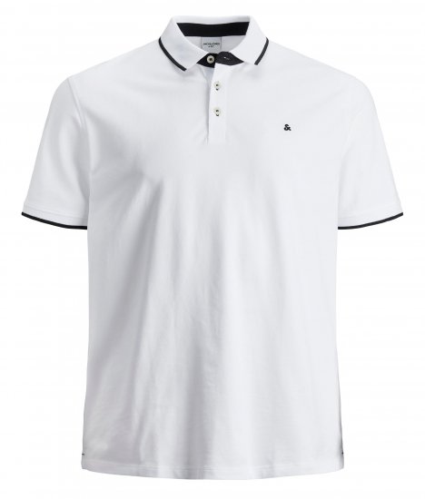 Jack & Jones PAULOS Short Sleeve Polo White/PS - Polokošile - Polokošile 2XL-8XL - Trička s límečkem 2XL-8XL