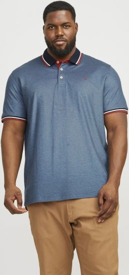 Jack & Jones PAULOS Short Sleeve Polo Denim Blue/PS - Polokošile - Polokošile 2XL-8XL - Trička s límečkem 2XL-8XL