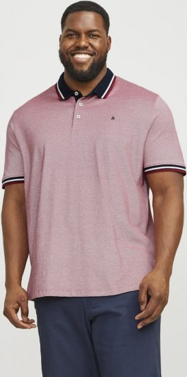 Jack & Jones PAULOS Short Sleeve Polo Rio Red/PS - Polokošile - Polokošile 2XL-8XL - Trička s límečkem 2XL-8XL