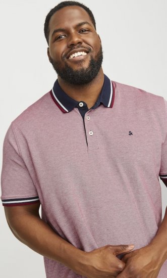 Jack & Jones PAULOS Short Sleeve Polo Rio Red/PS - Polokošile - Polokošile 2XL-8XL - Trička s límečkem 2XL-8XL